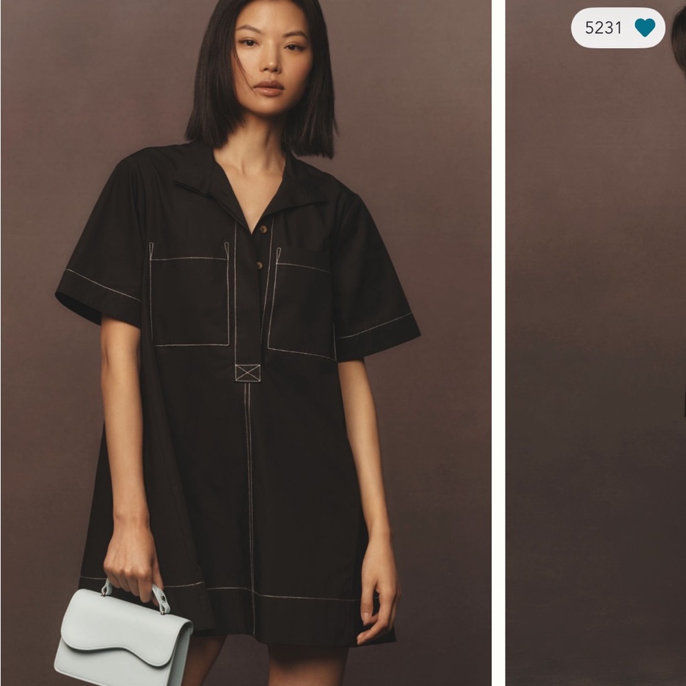 Maeve Short-Sleeve V-Neck Swing Mini Dress